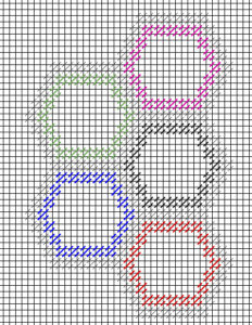 chart showing needlepoint hexipuffs fitting together