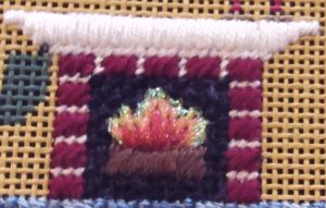 needlepoint fireplace & mantle