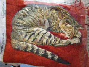 brown tabby cat needlepoint