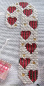 Melissa Shirley heart candy cane needlepoint