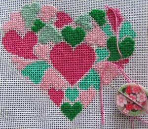 needlepoint heart of hearts. designer unknown
