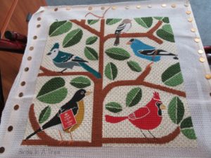birds in tree needlepoint