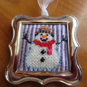 painted pony snowman needlepoint in design studio ornament frame