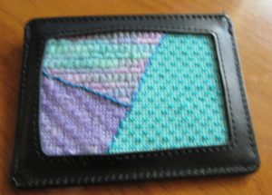 Planet Earth self-finishing credit card case for needlepoint