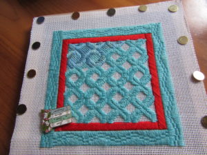 needlepoint Amish quilt in progress