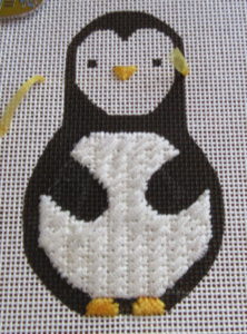 needlepoint penguin ornament by Heidi