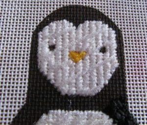 Heidi needlepoint penguin ornament