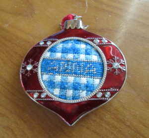 personalized needlepoint gingham ornament