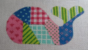 patchwork mini whale needlepoint