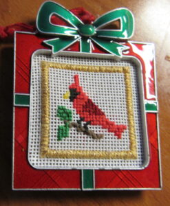 needlepoint cardinal ornament